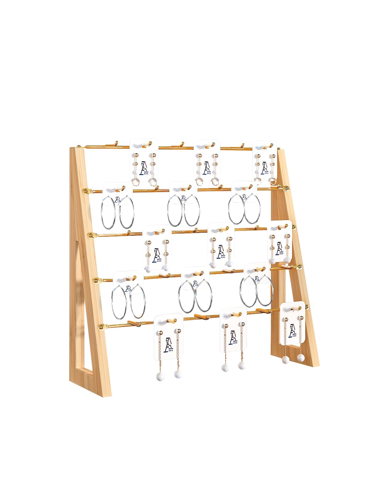 Ausalivan Earring Holder Organizer,Jewelry Display Stand for Selling,Keychain Display Retail Hanger Rack,Earrings Cards Stand for Vendors,Jewelry Tree Towers,Bamboo Earring Board
