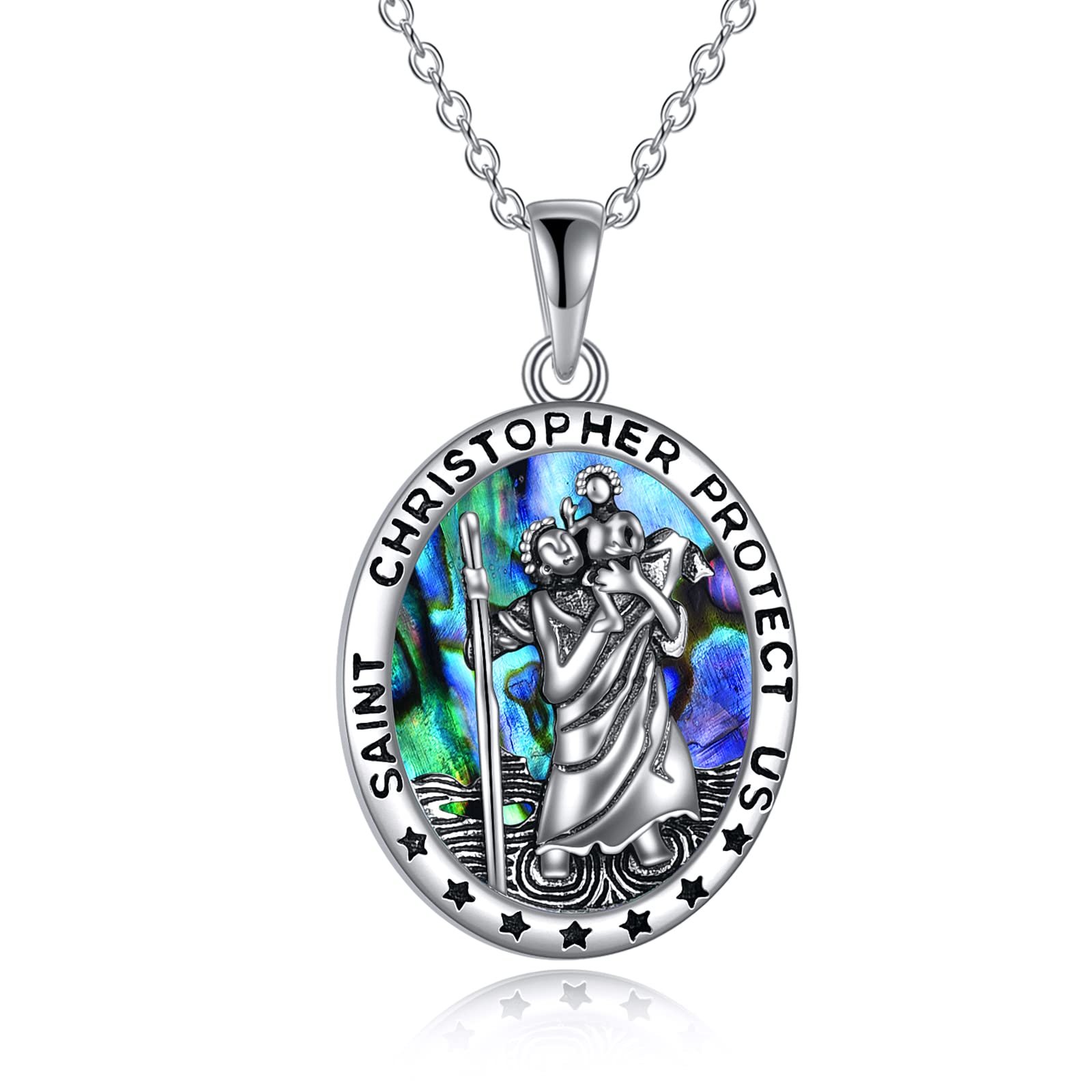 YFN 925 Sterling Silver Patron Saint Medal Necklace Amulet Necklace Protection Jewelry for Women and Men(with Gift Box)