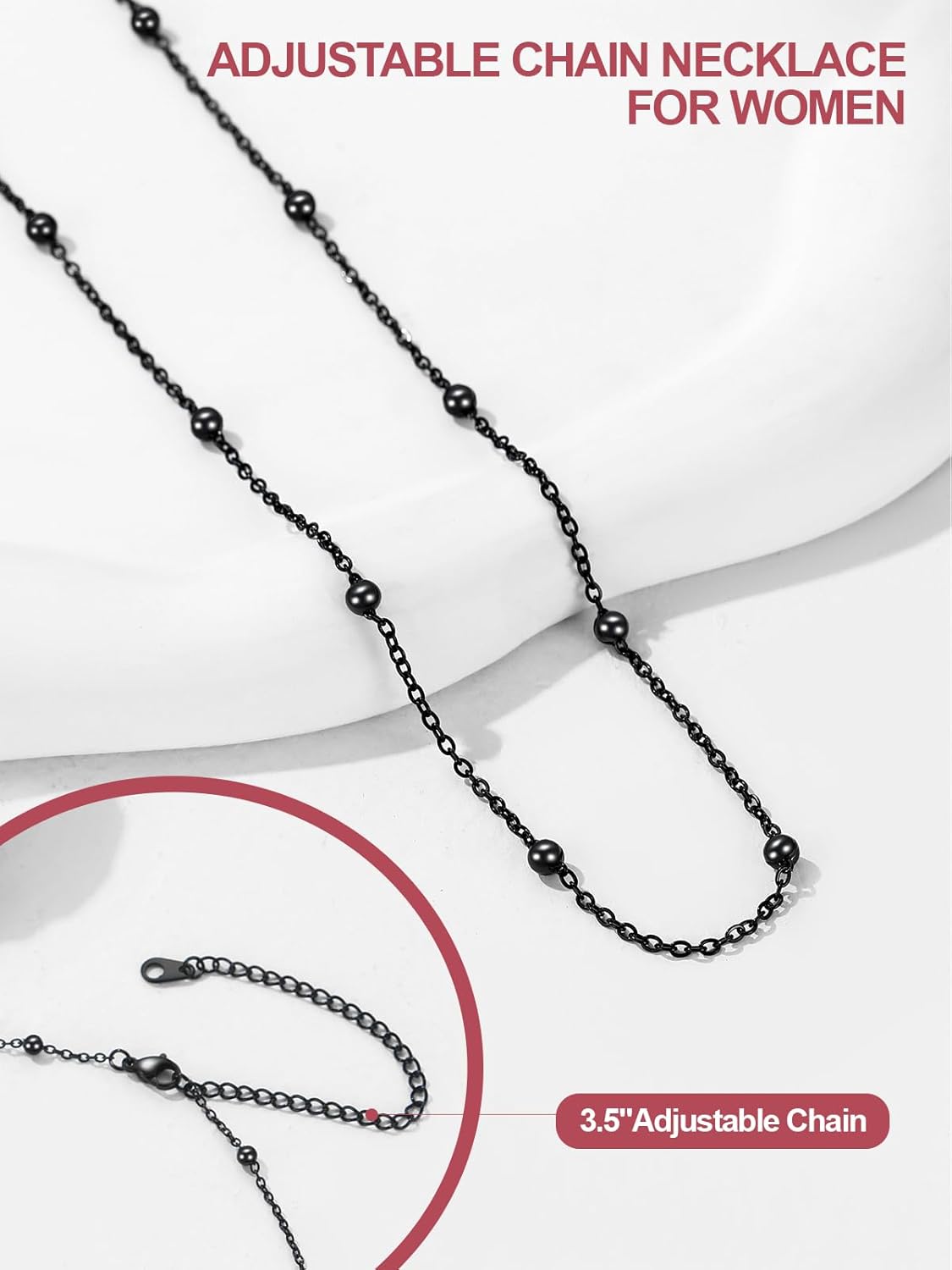 FOCALOOK Choker Necklace for Women Dainty 14K Gold Plated Double Layered Necklace Silver Black Metal Satellite Beaded Boho Choker Chain - Image 4