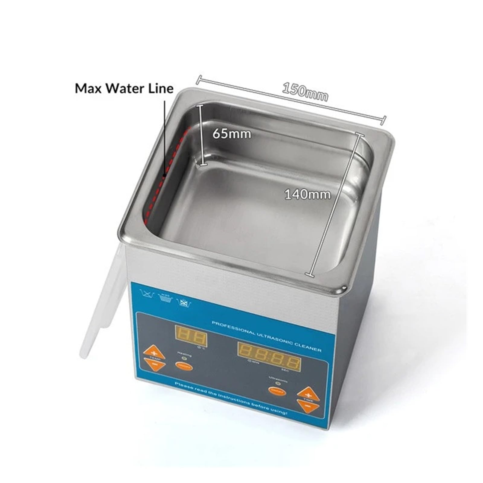 Limpiador ultrasónico, Limpiador ultrasónico digital de uso comercial con tanque remojo calentado 1,3 l