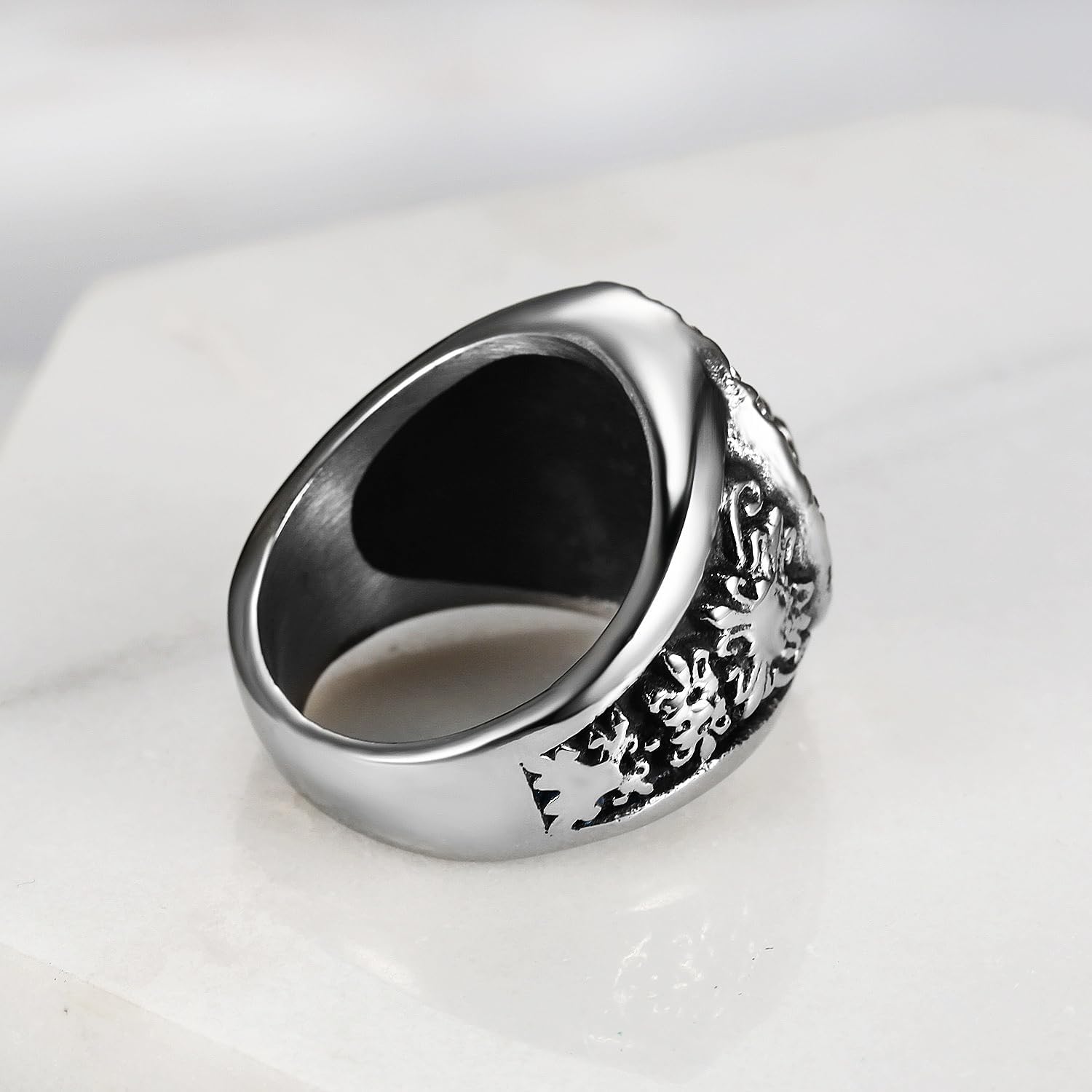 Roaring Lion CZ Iced Out Ring Lion Head Rings for men Bling Biker 316 Stainless Steel Men's Ring Iced Out Jewelry Punk Ring Hip Hop Heavy Metal Cocktail Party Ring Vintage Animal Rings mens fashion rings - Image 4