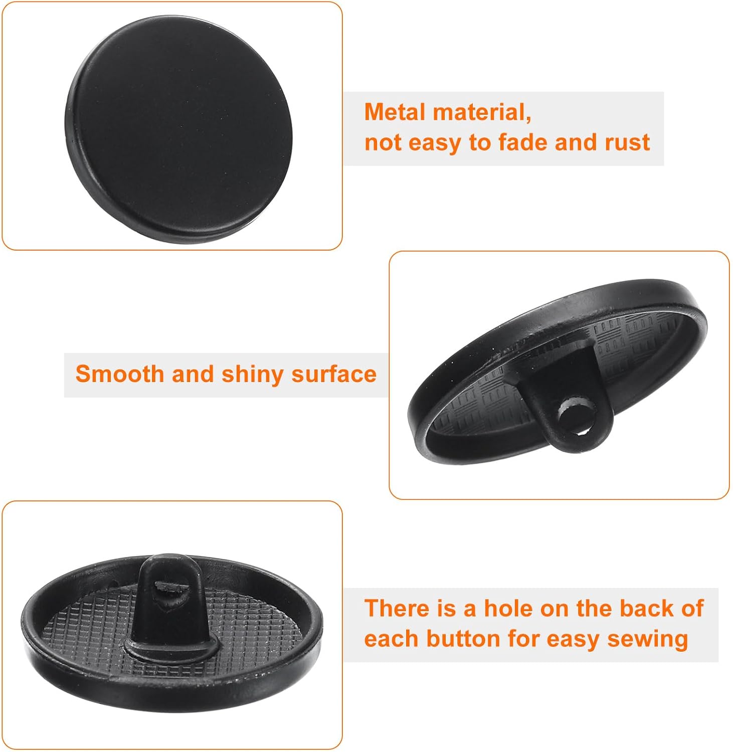 HARFINGTON 10pcs 32L Metal Round Flat Sewing Buttons 20mm Alloy Shank Craft Replacement Button for Men Women Suit Woolen Coat Shirt Trousers Sewing Crafts, Matt Black - Image 4