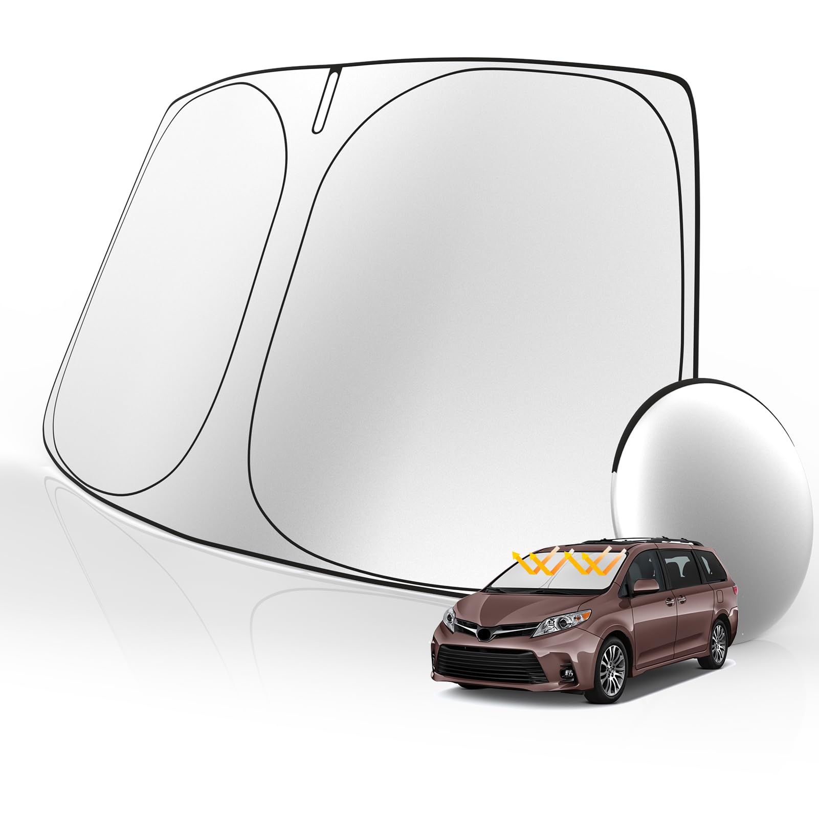 Tombyda Windshield Sunshade for 2011-2020 Toyota Sienna Mini Van Accessories Front Window Sun Shade Custom Sunscreen Double Layers Design