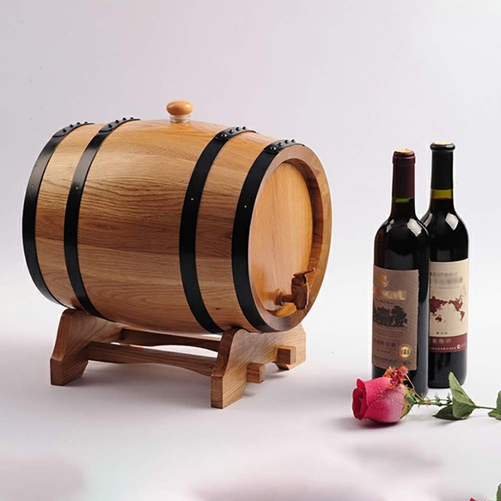 Botte Di Quercia 3L Per Invecchiamento Whisky E Vino – Con Supporto, Rubinetto E Tappo, Decanter In Legno