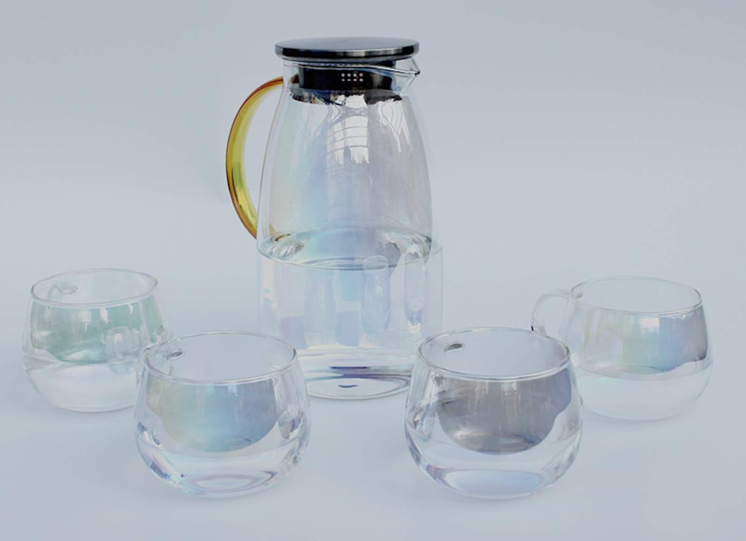 Glass Pitcher, with 304 stainless steel Lid,Easy Clean jug