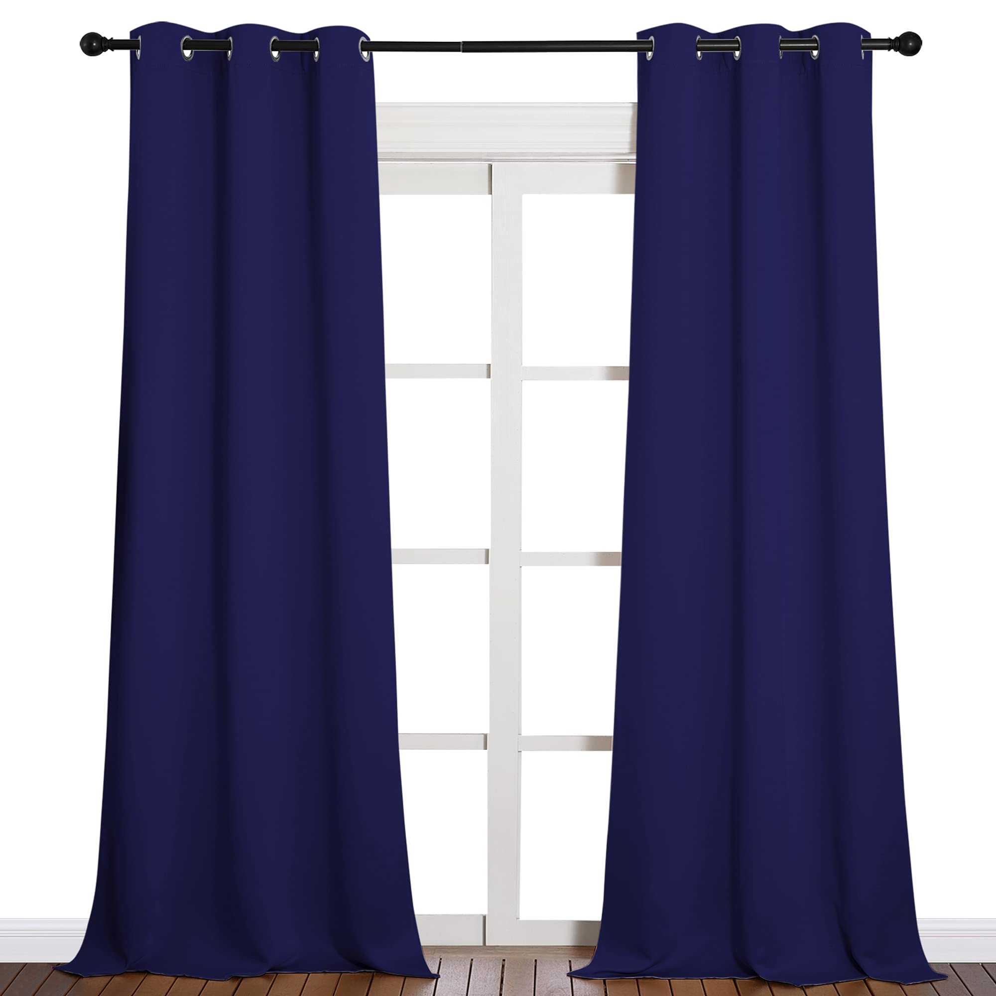 NICETOWN Window Drapes Long Curtains - Living Room Panels Grommet Top Window Treatment for Hall &amp; Guest Room (Navy Blue, 42 inches Wide x 95 inches Long, 2 Pieces)