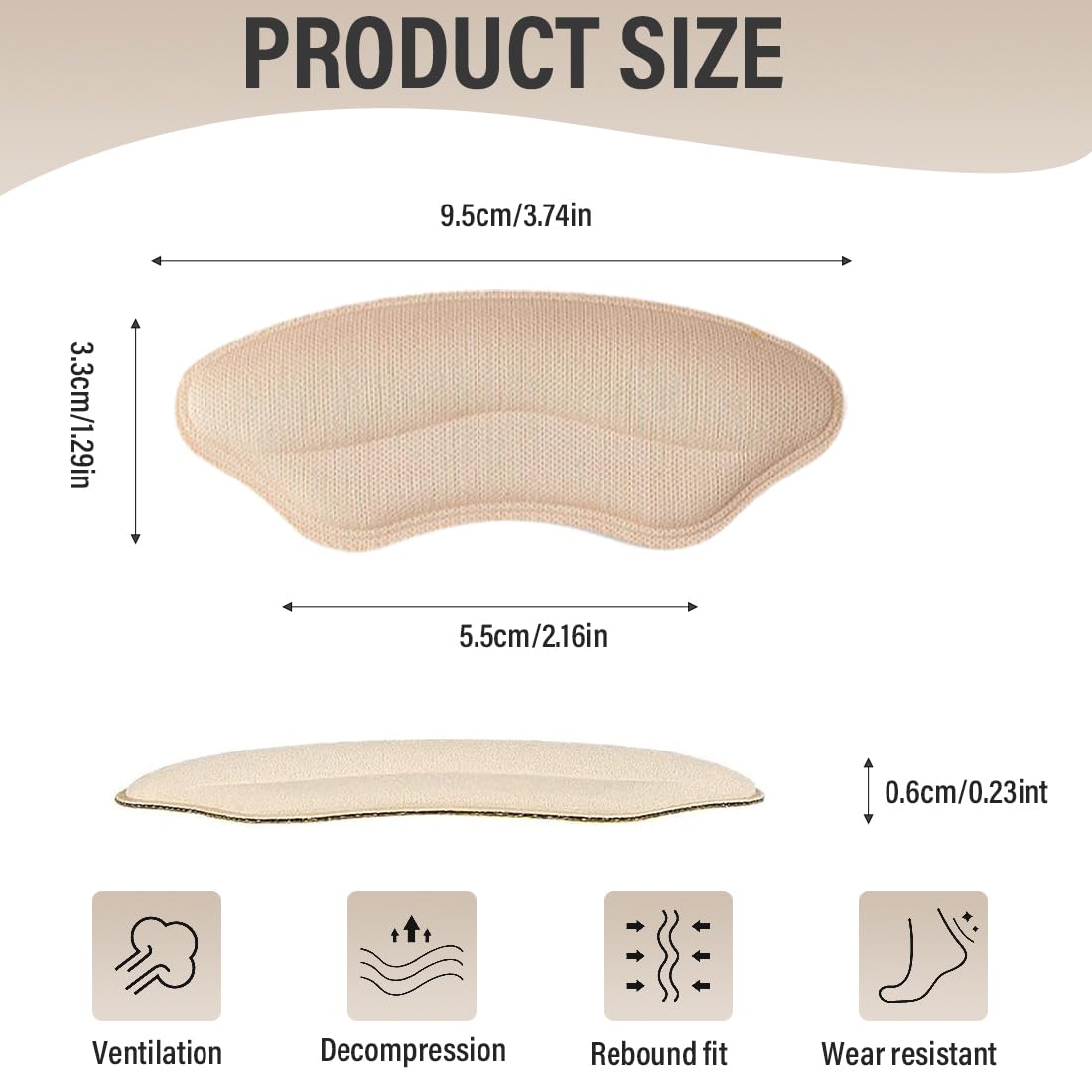 4 Pares De Almohadillas De Tacón De Zapatos, Almohadilla Protectora de Talón Autoadhesiva, Transpirable y Antideslizante, Para Mujeres y Hombres Plantillas Antideslizantes Para Zapatos