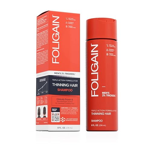 Foligain - Champú de triple acción para adelgazar el cabello, champú voluminizador para hombre, con 2% de trioxidil de 8 onzas líquidas