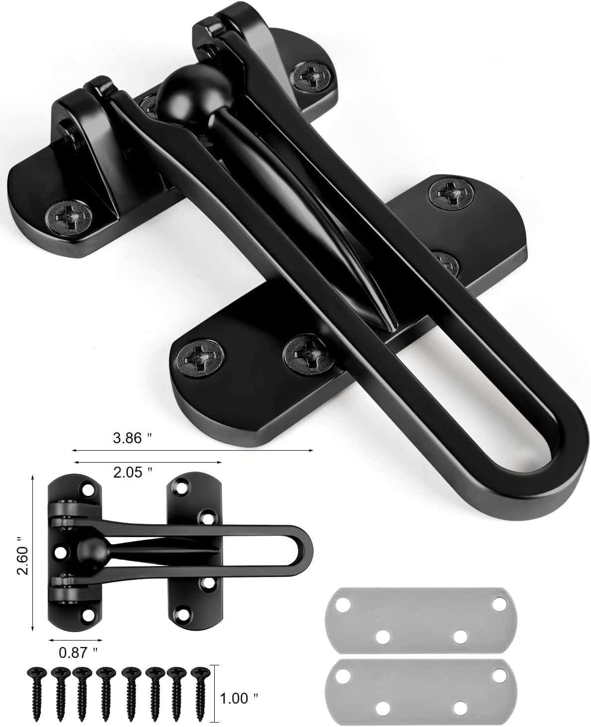 Swing Bar Door Lock Latch - Door Security Sliding Bars for Home Hotel Child Proof Safety Locks Reinforcement Door Stopper Door Guard for Indoor and Front Gate Thicken Solid Aluminium 1Pack