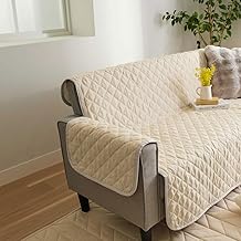 BELLUNA Sofa Cover for 3 Seaters and 2 Seaters with Armrests / without Arm Rests, Water-Repellent, Linen-Style, Quilted, Easy to Put On, Non-Slip, Washable, Smooth, All Seasons (555530-001)