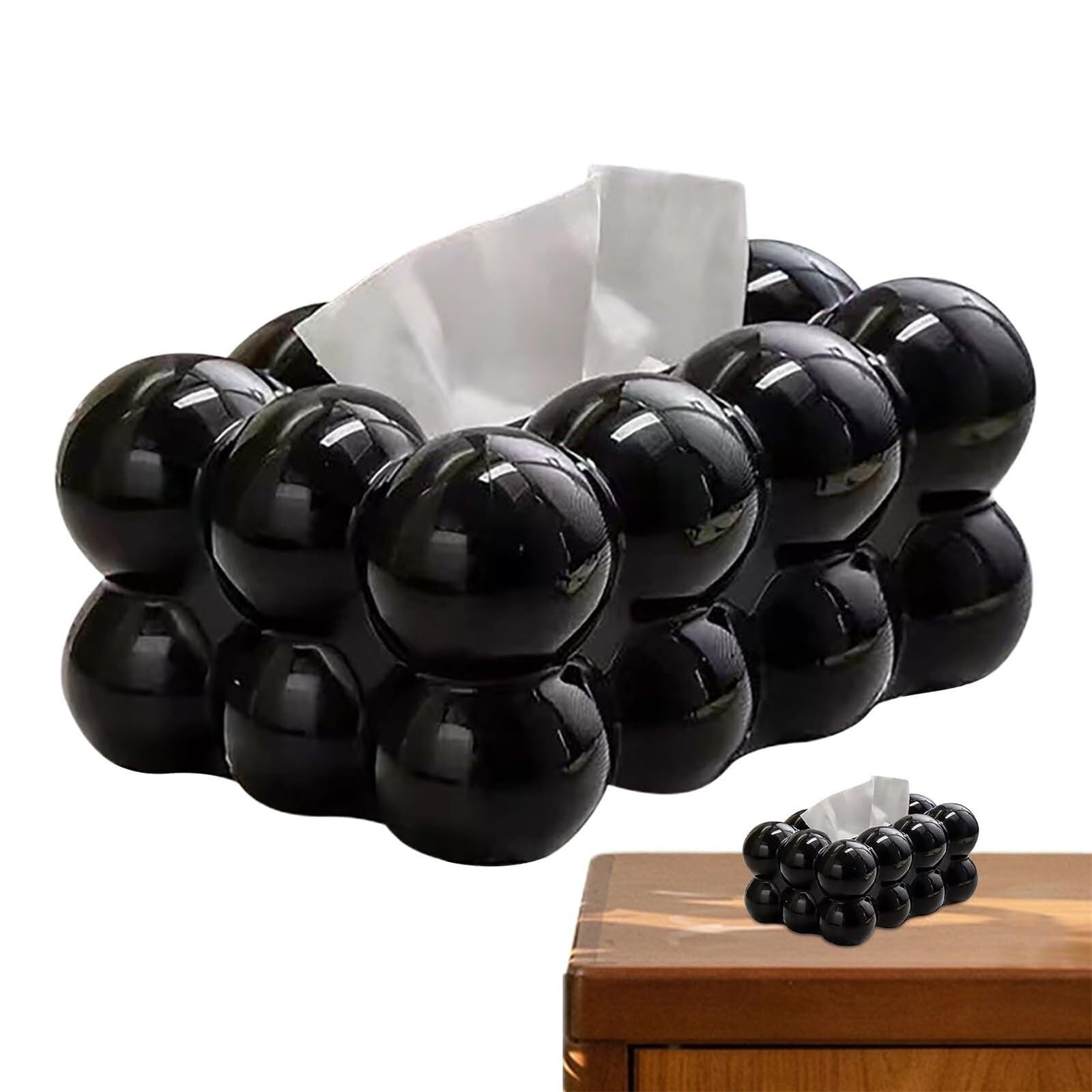Porta fazzoletti Tovagliolo decorativo for dispenser di carta in materiale PP, porta scatola, for il bagno dell'auto Per la nuova casa(Black,Without soles)