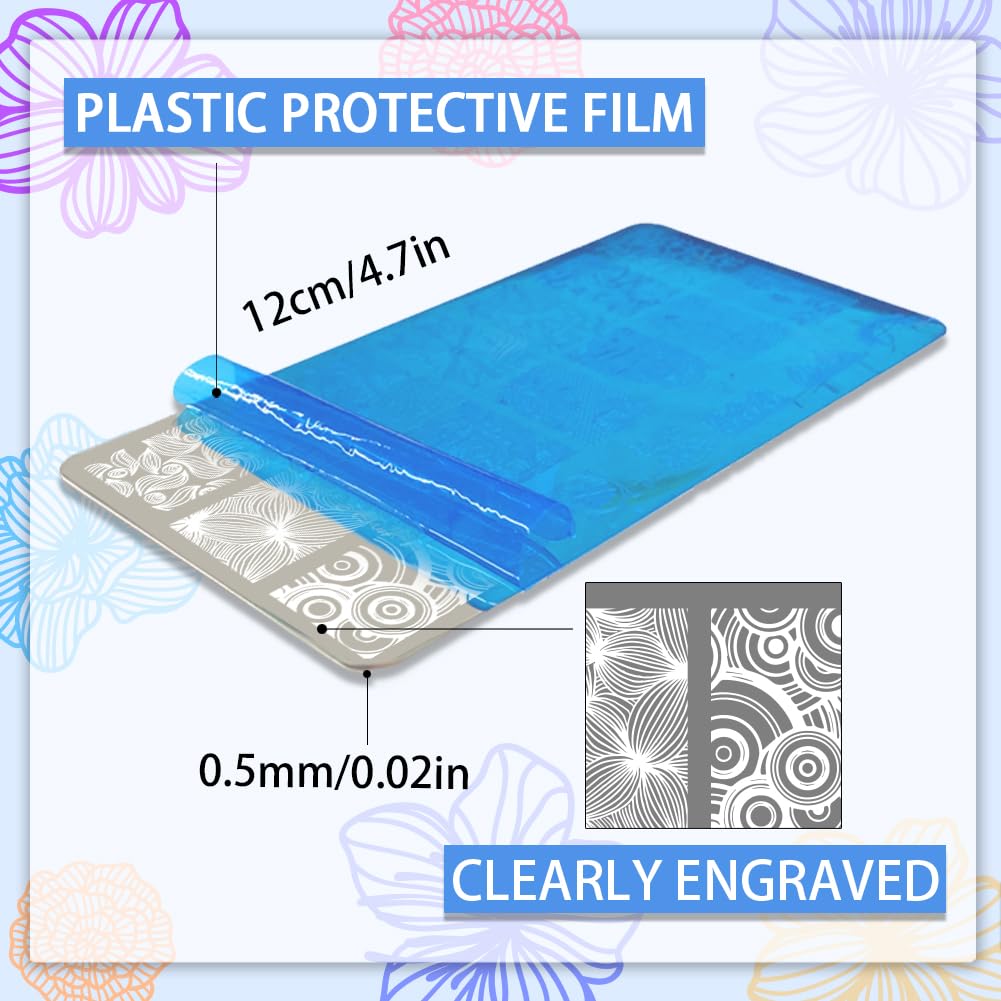 PH PandaHall 5 PZ Modelli per Nail Art con Texture Lineare, 68 Modelli Fiore Nail Stamping Piastra Mix Design Nail Art Stencil per Nail Design Stampa Manicure Salon