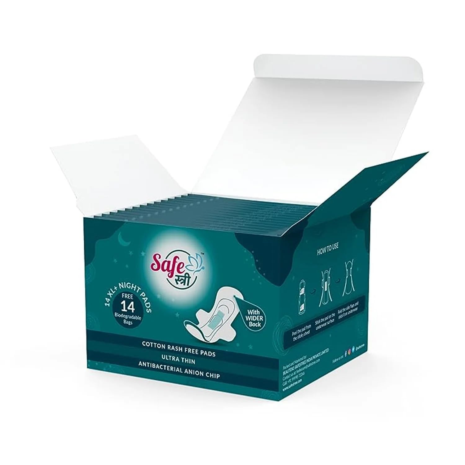SAFESTREE XL Pads For Women - Comfortable Pads For Girls - Sanitary Pads Pack of 14 - Night Sanitary Pads - Absorbs 2x Faster Longer & Wider Back Super Soft - Up-to 100% leakage protection (B0DDVVMX52) Amazon Price History, Amazon Price Tracker