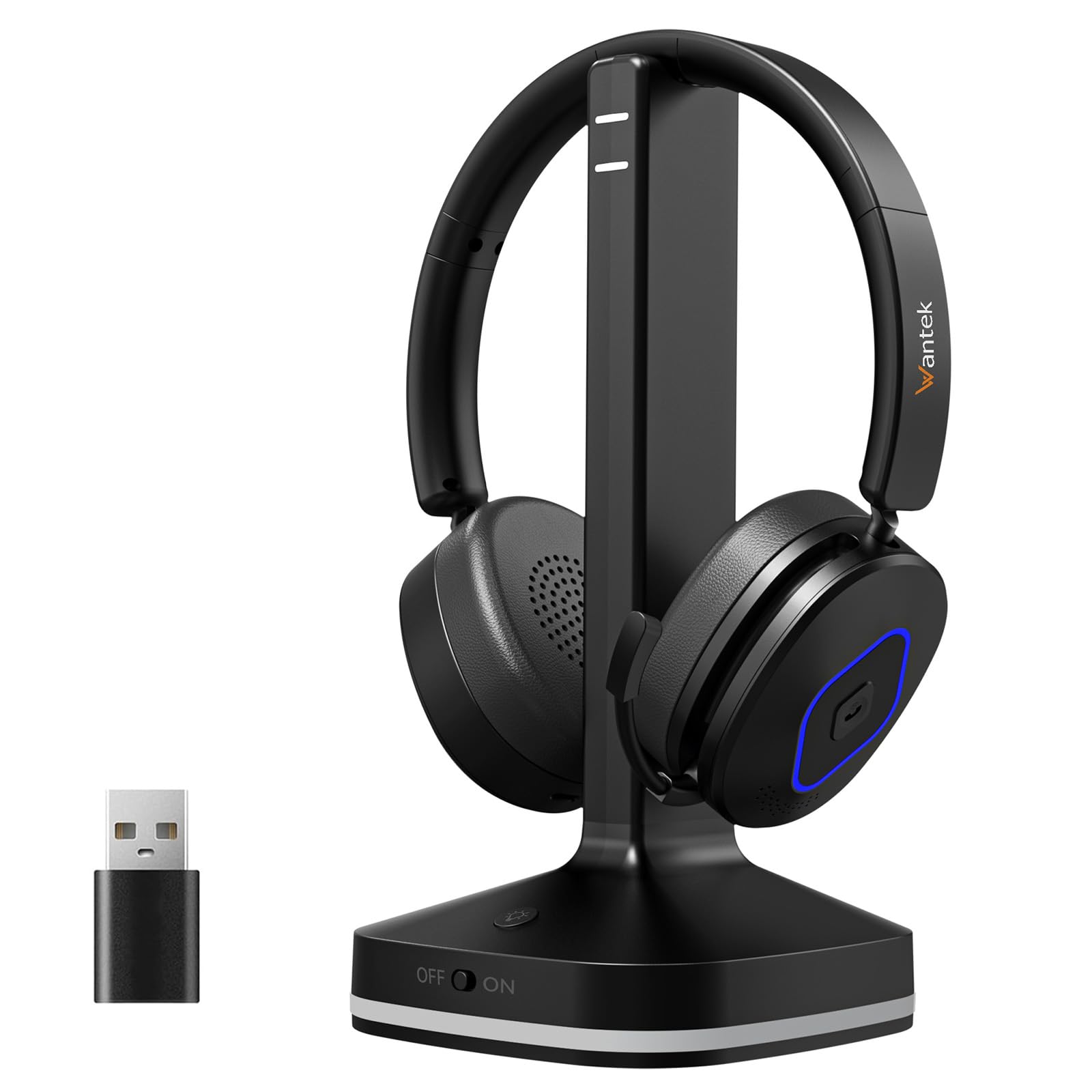 Wantek Wireless Headset with Mic, On-Ear Bluetooth Headset with Noise Cancelling Microphone, USB Dongle, Mute Button & Charging Base for PC, Laptop, Work, Zoom, Teams, Online Meetings, Home Office-image-38