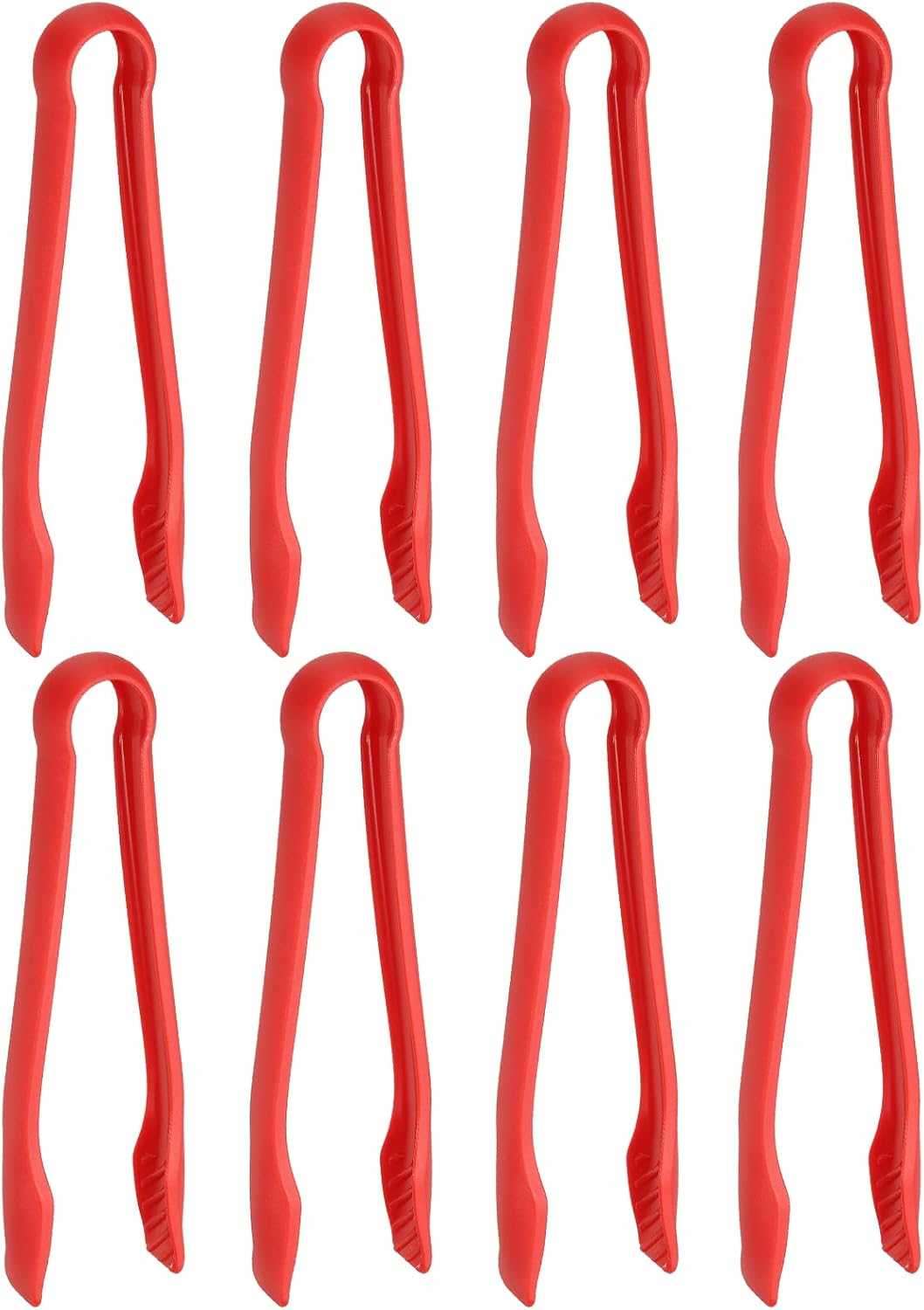 uxcell 8 Pcs Toaster Tongs, 10 Inch Kitchen Serving Tongs Bread Salad Clip Heat Resistant Food Clamps for Cooking Baking BBQ Buffet Tools, Red