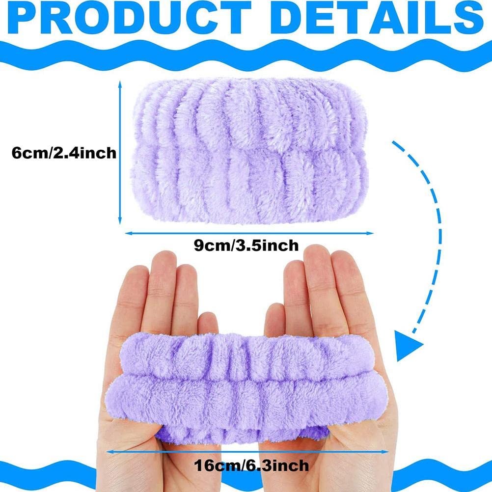 Microfiber Flannel Headband and Wristband Set, 4 Pairs Absorbent Wash Bands with 1 Hair Band for Face Washing (B paragraph)