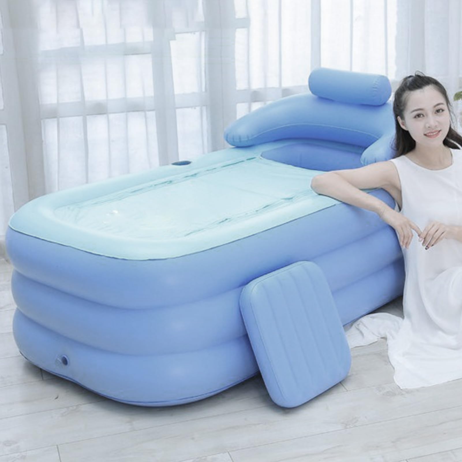 Vasca Idromassaggio Portatile, Vasca Da Bagno Portatile Per Adulti | Piscina Per Bambini - Vasca Per Immersione Ad Acqua Da 63X33X25 Pollici Per Adulti E Bambini, Vasca Pieghevole Per Uso Person