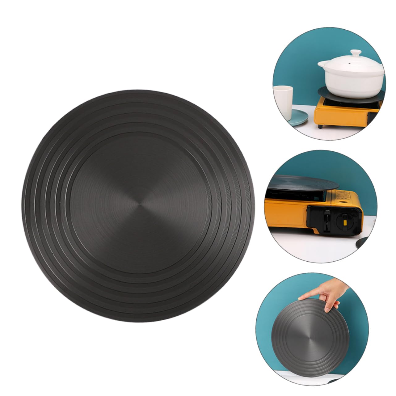 iplusmile Difusor y Protección Antiescaldaduras de 28 Cm de Aluminio de Calor Redondo Función de Descongelación Rápida para Estufa de Gas para Ollas