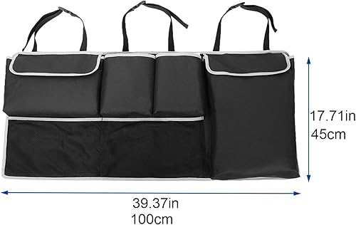 Miniatura 2 de UNUSTRENGH - Organizador de maletero para asiento trasero de automóvil, organizador plegable de carga con 6 bolsillos grandes y 3 correas ajustables