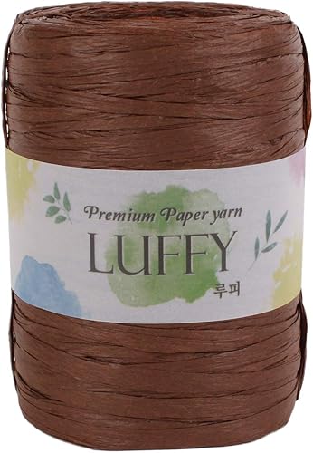 Miniatura 2 de Luffy Premium - Ovillo de hilo de papel ligero de 0.079 in de grosor (4 madejas) (marrón oscuro)