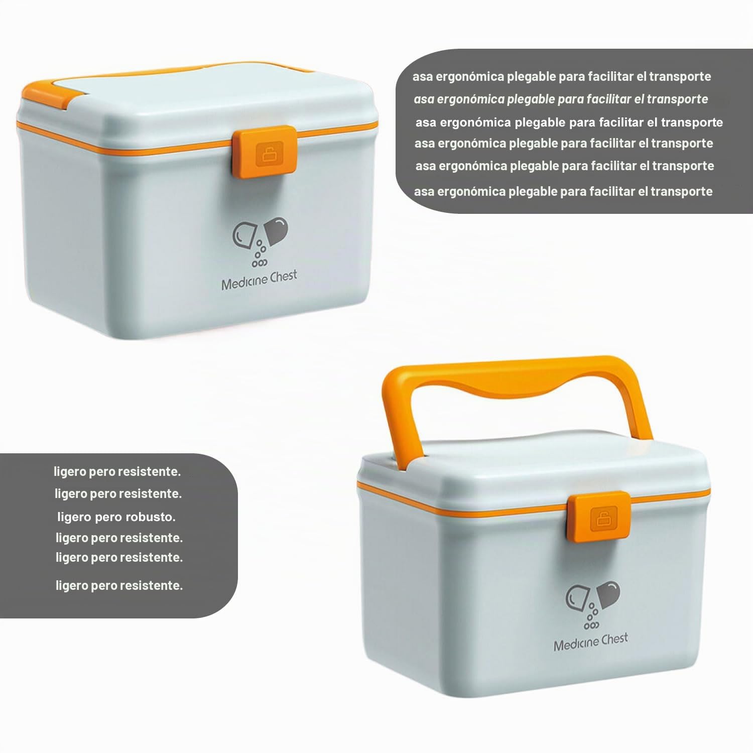 TUKA-i-AKUT 2X 14,6L Caja de Medicamentos 2 Capas, Portátil Botiquín Medicinal, Asa de Transporte, Organizador de Primeros Auxilios, Caja de Botiquines Caseros, Hogar al Aire Libre TKD6402-XL Azul