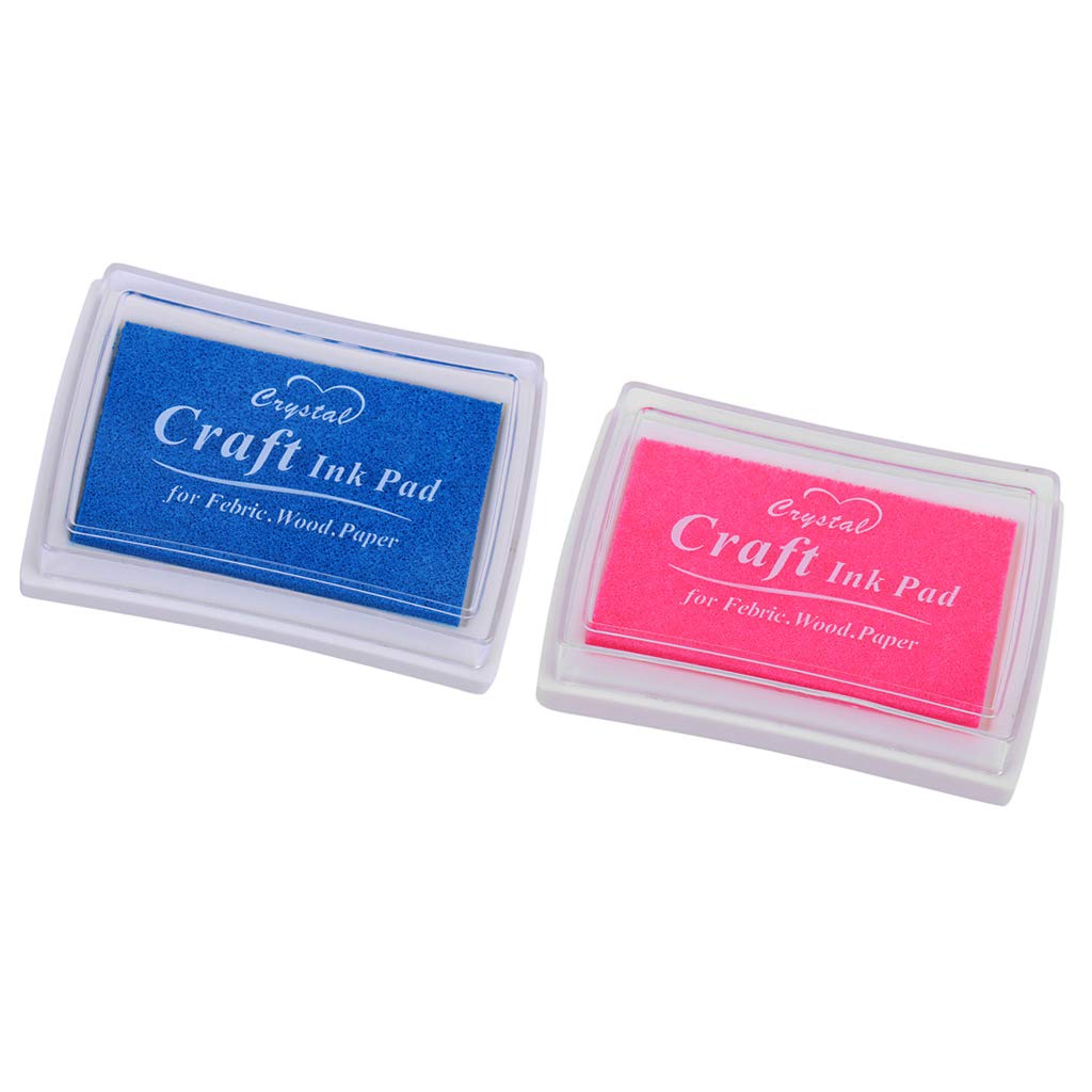 P Prettyia Stamp DIY Craft Ink Pad Oil Finger Print Paper Fabric Scrapbooking 2 Colors (Sky Blue and Pink)