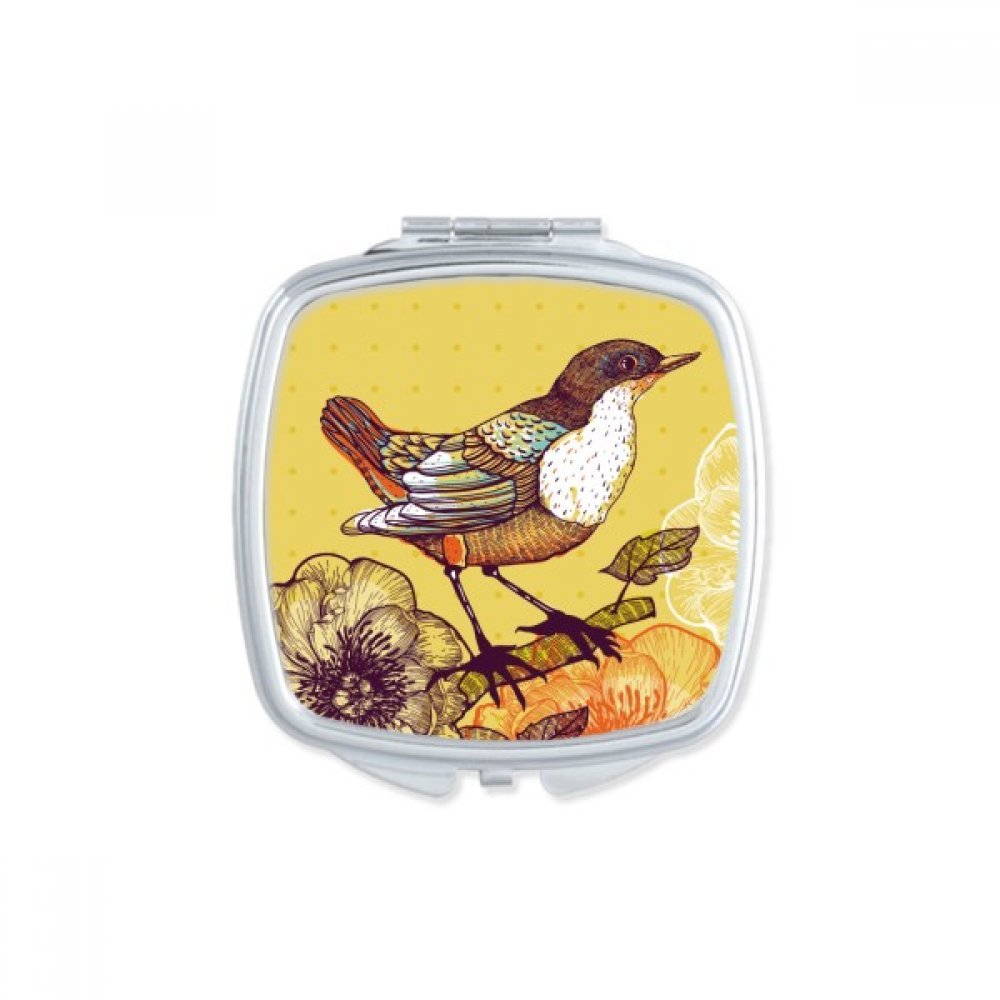 Miroir de poche mignon motif fleurs oiseau le petit cadeau idéal pour femme