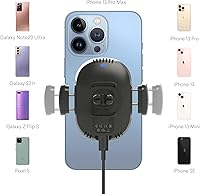 Vista 4 de Kenu Cargador inalámbrico para teléfono de coche Airframe Soporte para teléfono celular 360 grados pivotante, carga rápida Qi Agarre expandible