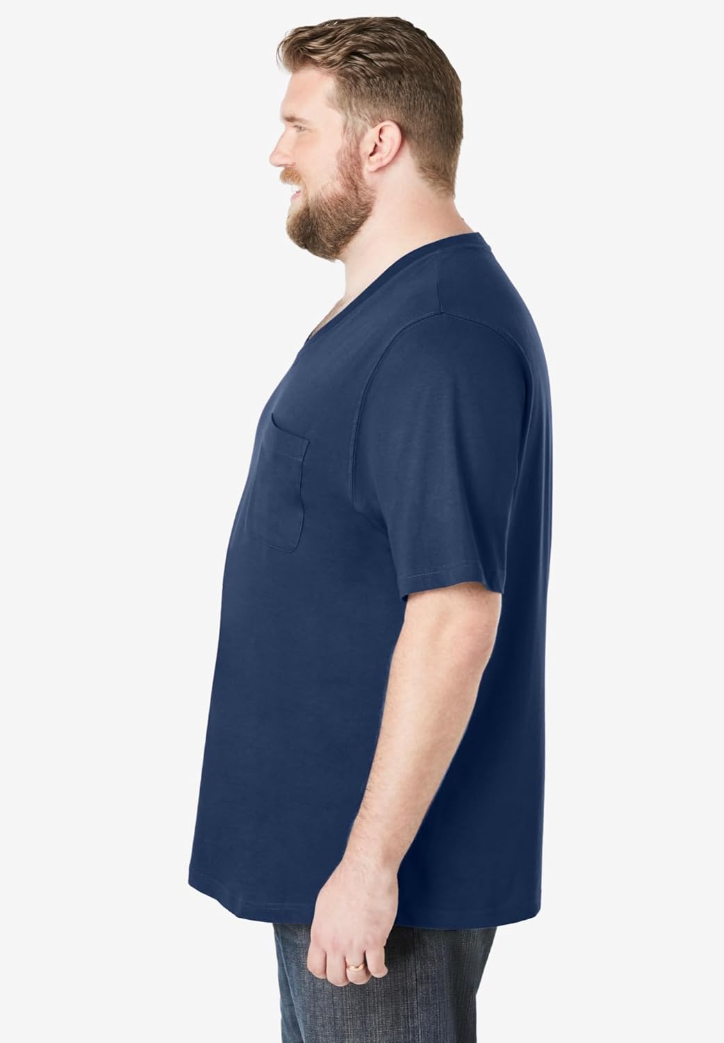 KingSize Men's Big & Tall Shrink-Less Lightweight V-Neck Pocket T-Shirt - Image 3