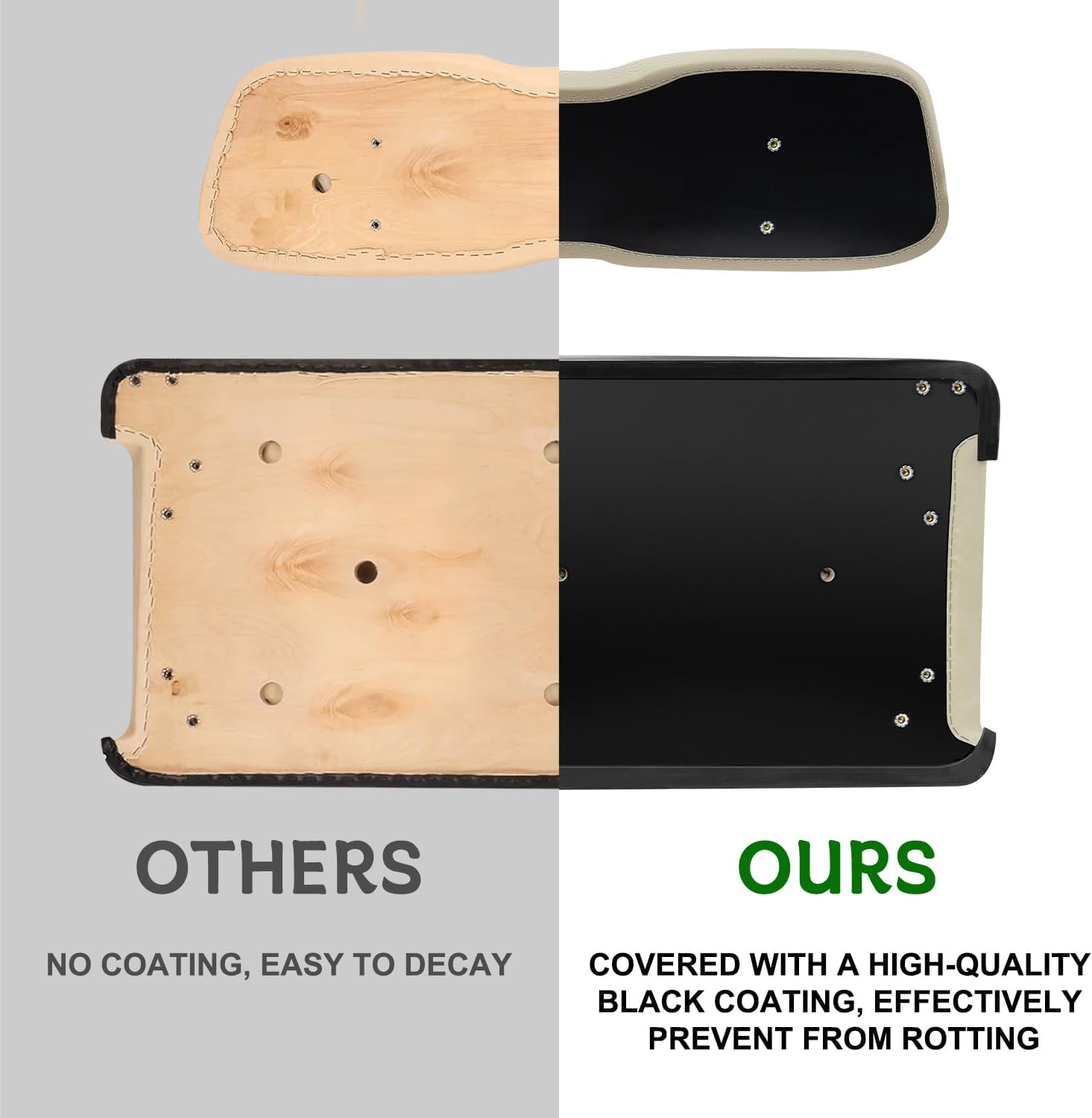 Deluxe Golf Cart Front Seat Bottom & Backrest Assembly Kit for Club Car Ds 2000.5-up, Beige, 2 Piece Set