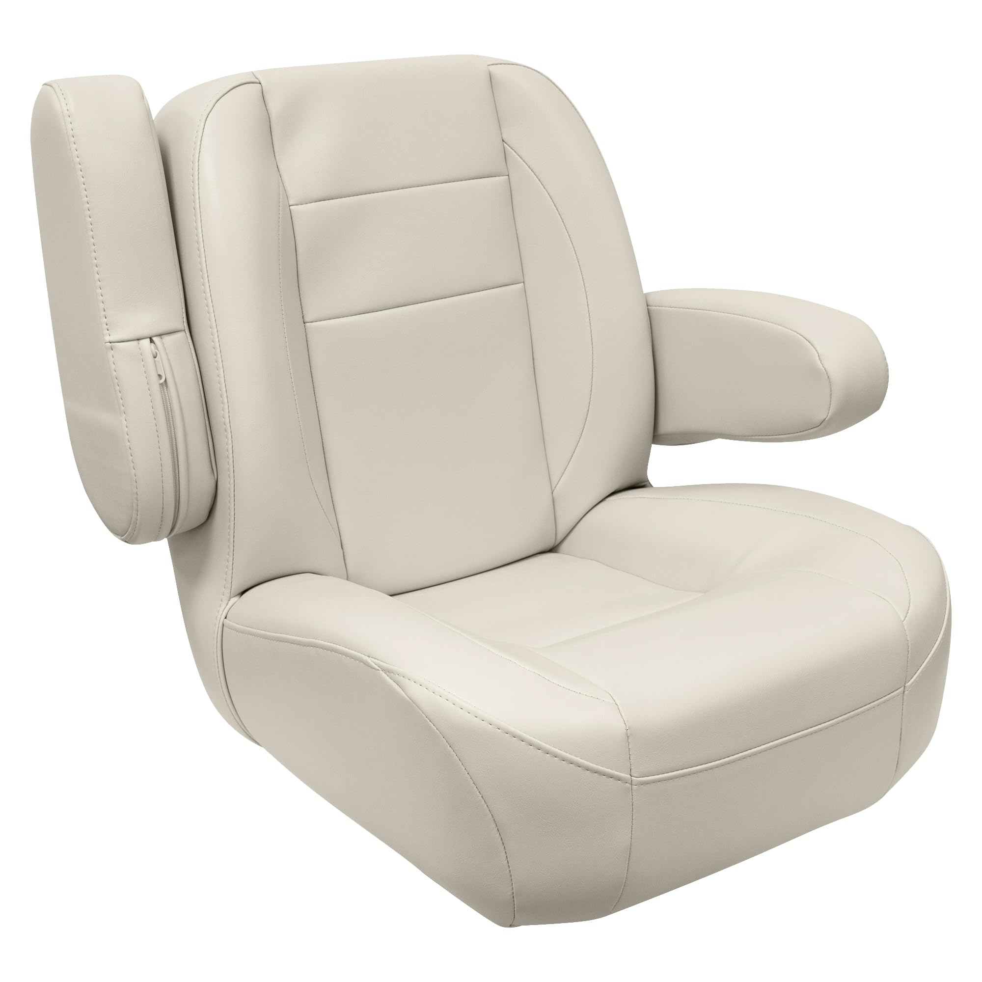 Wise 3127-990 Mid Back Premier Pontoon/Boat Helm with Flip Up Arm Rests - Platinum