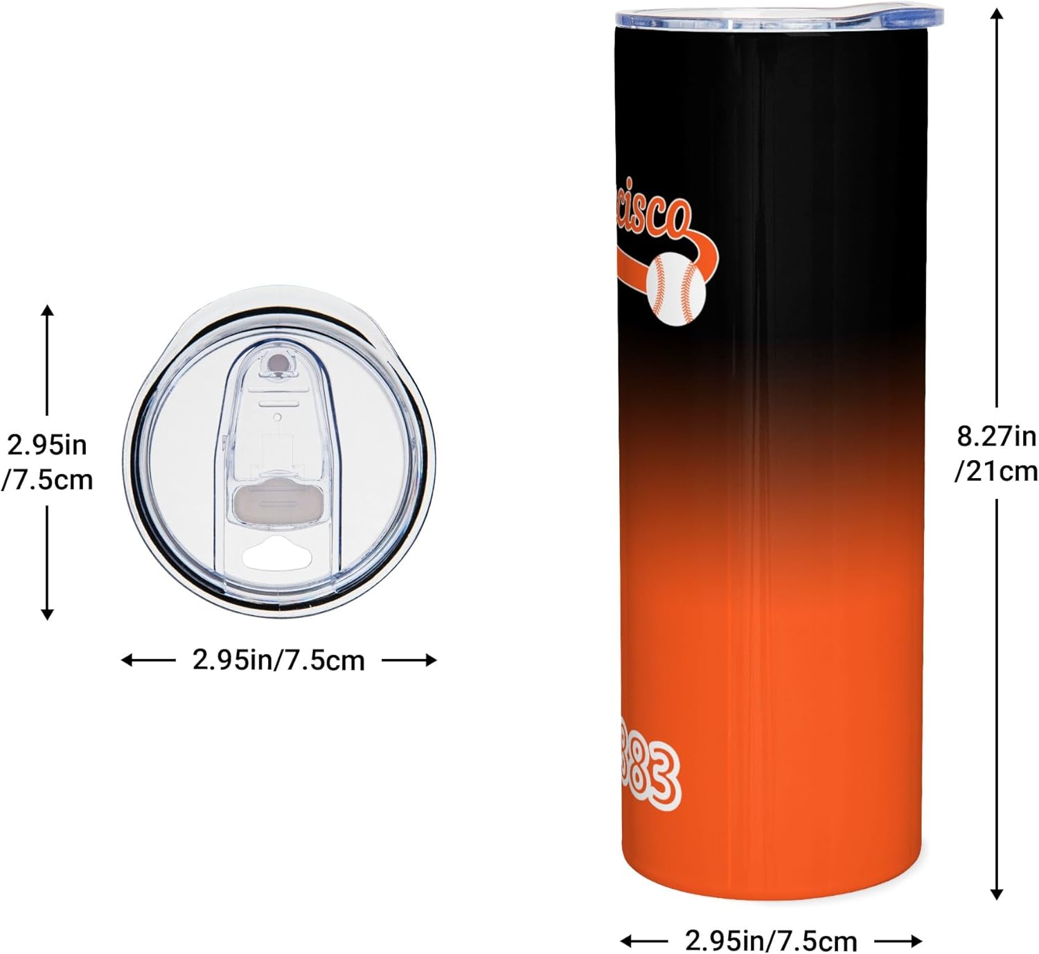 San Francisco EST 1883 Tumblers 20oz Straight Skinny Car Cups Sports Travel Coffee Mug,Stainless Steel,Insulated,Classic Collection Gifts for Men Women Fans. - Image 2