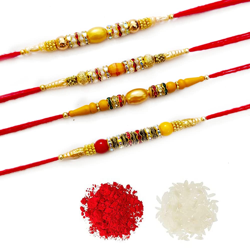 Avanti Creation Rakhi Set For Brother | Rakhi For Men Set Of 4 With Roli Chawal (Pattern245) (B0B724CL3W) Amazon Price History, Amazon Price Tracker