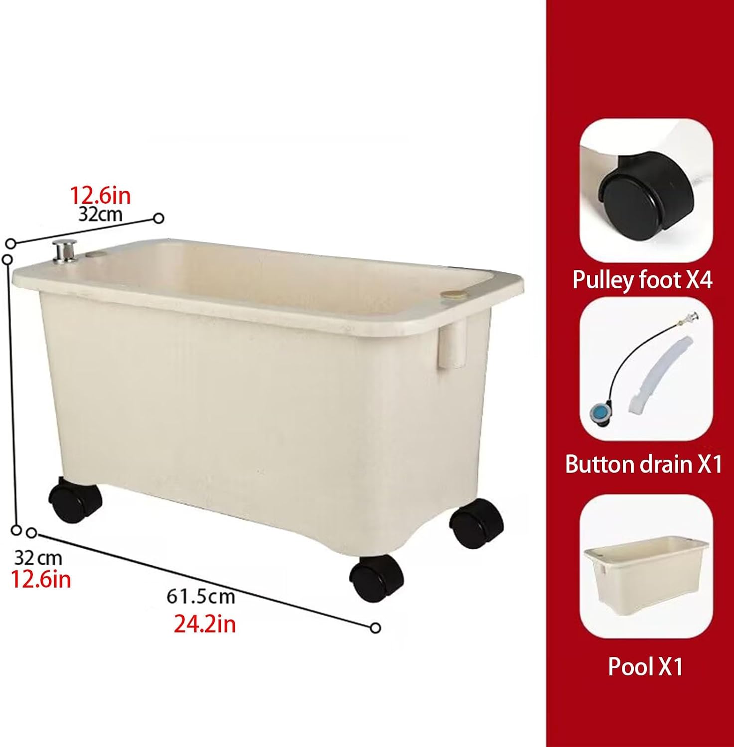 Commercial Floor Mop Sink, Removable Freestanding Plastic Mop Service Basin, Multifunctional Household Mop Basin for Restaurants, Bars, Garages, Bathrooms(61.5cm/24.2in)