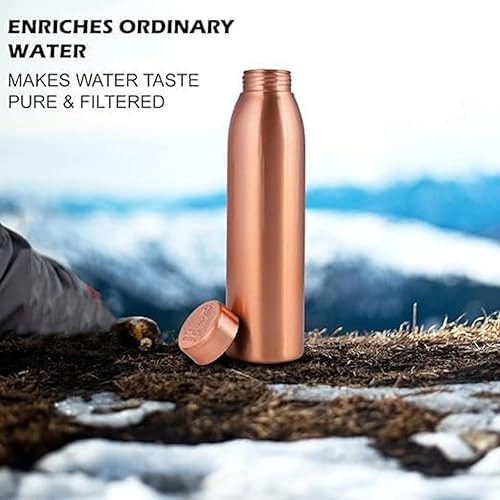 Miniatura 5 de Botella de agua de cobre 100% puro para beber, 34 onzas, salud ayurvédica, a prueba de fugas, duradera, a prueba de óxido, no tóxica y libre de BPA,