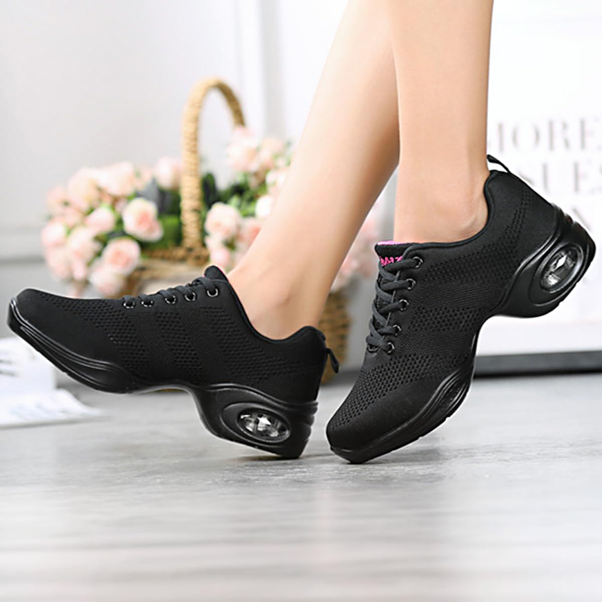 Hixingo Zapatillas de Deporte Jazz para Mujeres, Zapatos de Baile Antideslizantes Baile Sneaker Ligeros y Transpirables para Fitness y Entrenamiento de Danza
