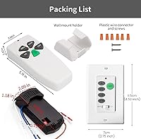 Vista 8 de Nexete Universal Ceiling Fan Remote Control Kit,Wall Remote Switch & Hand Hole Remote with a Receiver,Dip Switch with Adjustable 3 Speed, Light