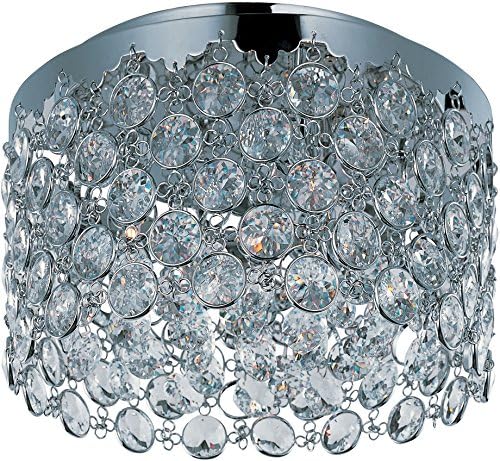 ET2 E21150-20PC, Dazzle Round Crystal Flush Mount Ceiling Lighting, 4 Light Xenon, Chrome