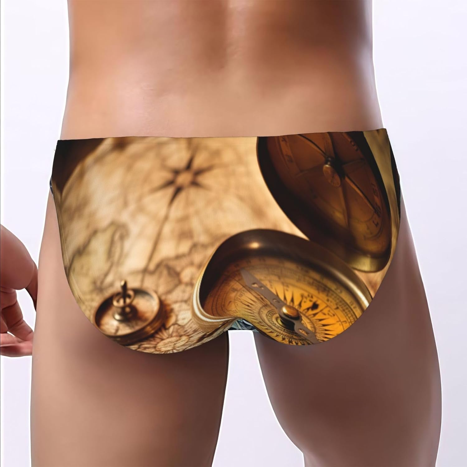 Compass Print Mens Underwear With Pouch Smooth Men'S Briefs Low Rise Bikini Briefs For Men For All Day Comfort