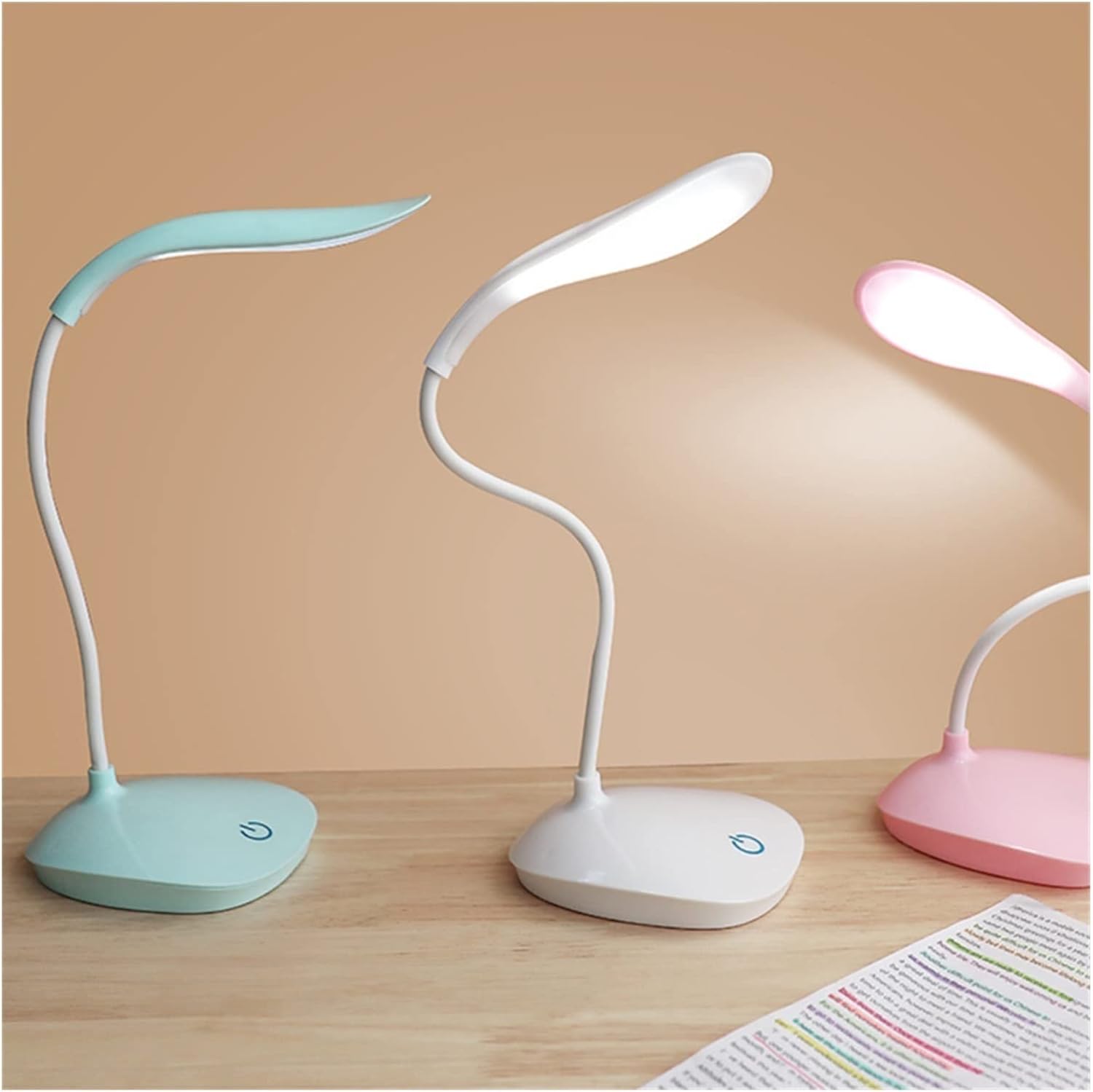 LED Desk Lamp LED Table Lamp Eye Protection Desk Lamp USB Charging Student Dormitory Bedroom Bedside Children Learning Desk Touch Dimming Lamp Table Lamp Reading Lamp (Color : Pink)