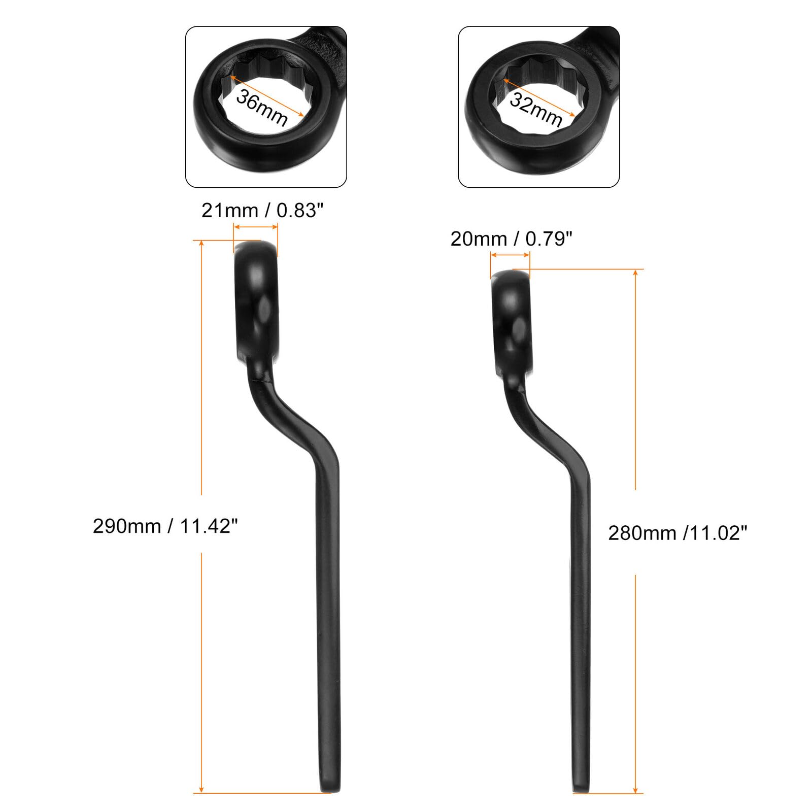 Parts for Machine 2Pcs Offset Box End Ring Type Wrench 36mm 32mm High-carbon Steel Slogging Wrench (#CN-250924-03535)