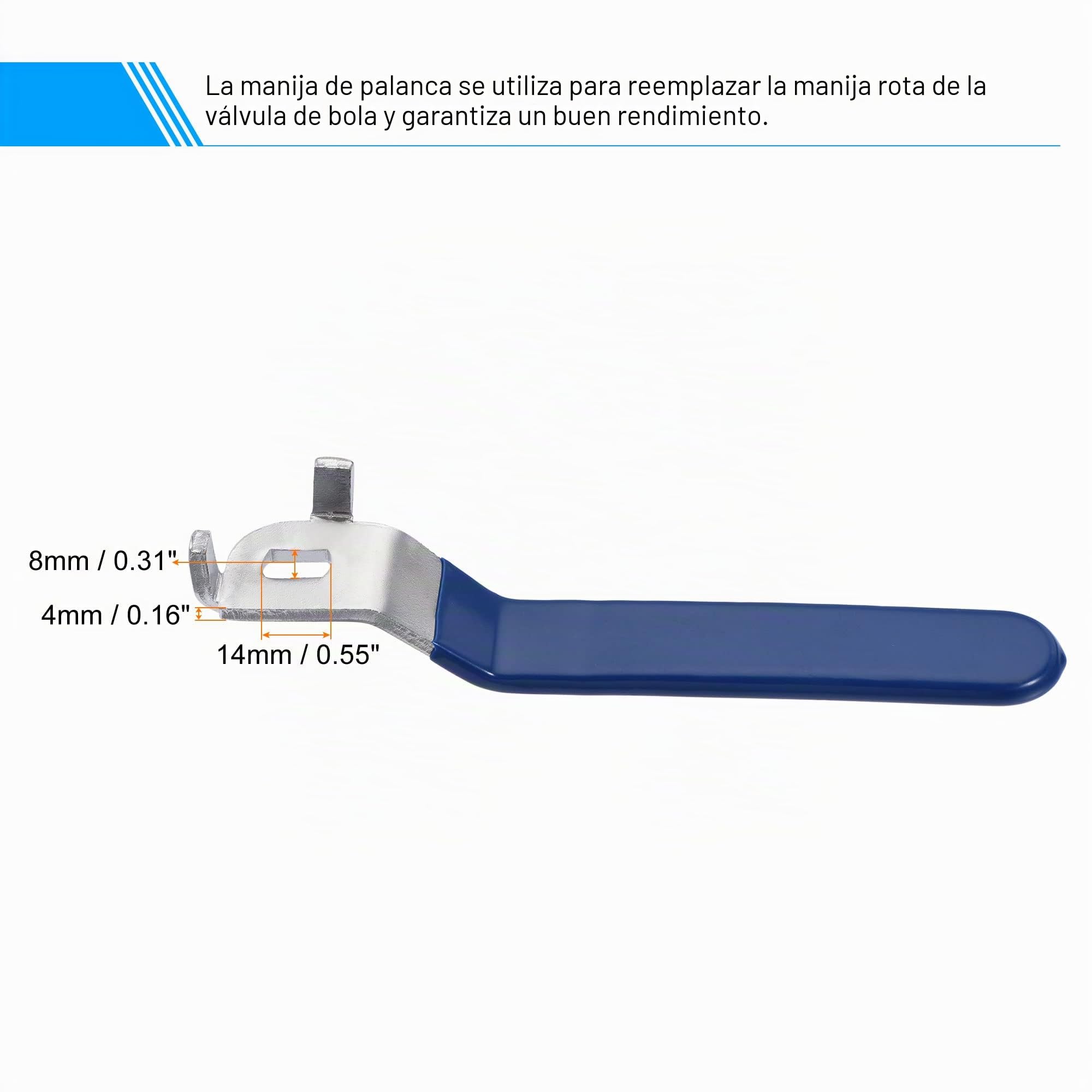 sourcing map Palanca Mango Hierro Cromado Chapado Reemplazo Cuarto Vuelta con Plástico Empuñadura Azul para DN65 Bola Válvula