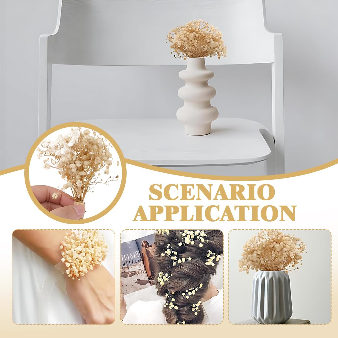 100 Pezzi Gypsophila Essiccata Bianchi Fiori Secchi per Decorazioni Nozze