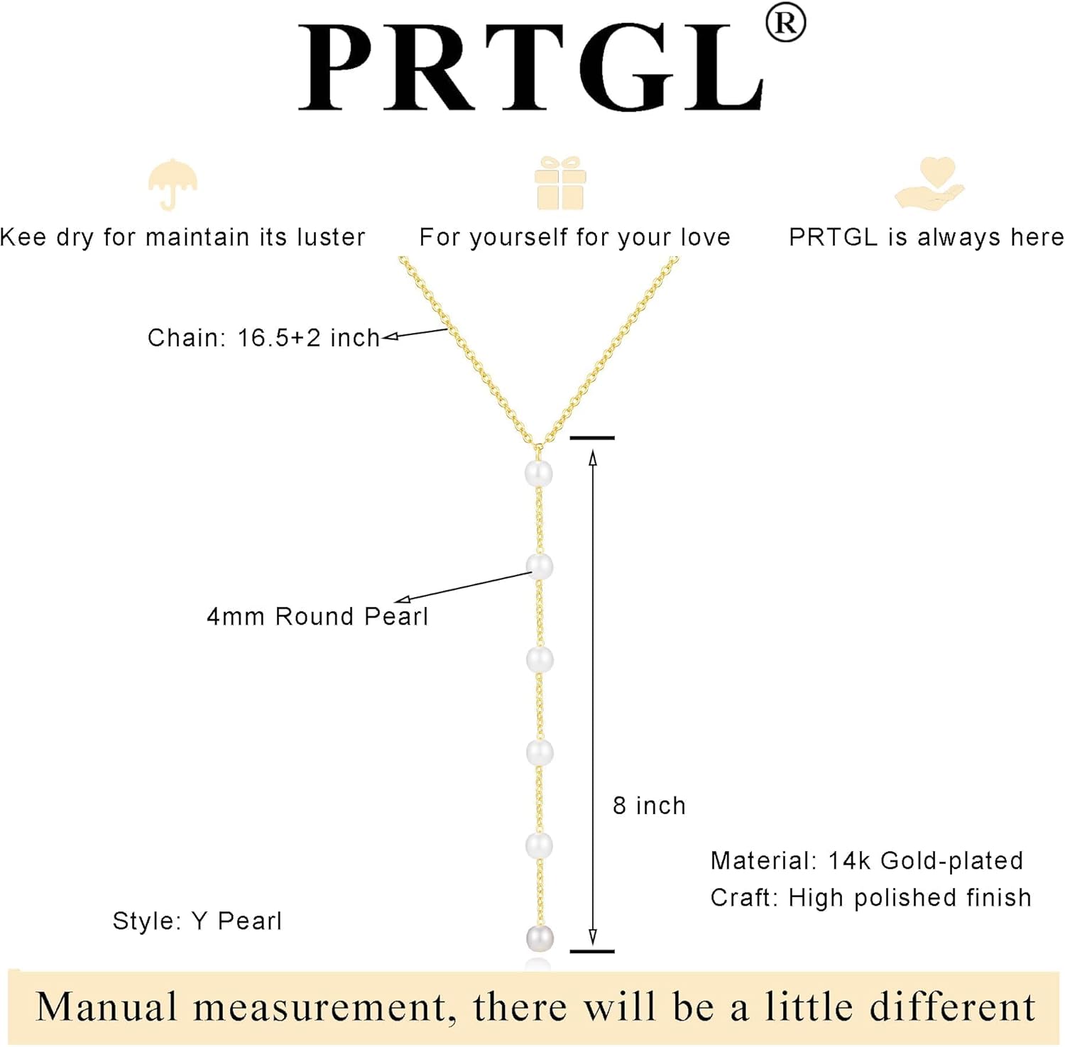 Pearl Necklace: 14K Gold-Plated/White Gold-plated Pearl Necklace for Women 16.5” + 2” - Image 6