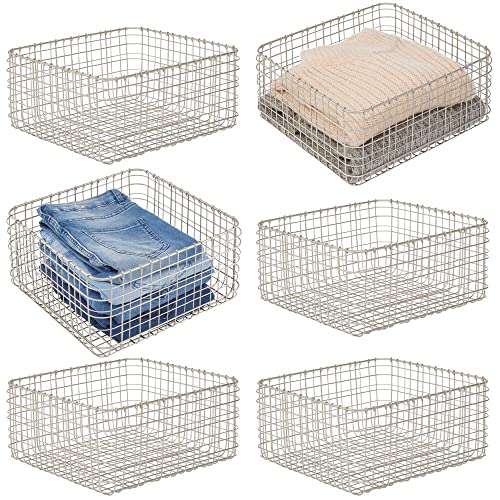 Super Deal Product mDesign Farmhouse Decor Metal Wire Storage Basket Bin for Storage & Organizing Closets, Shelves, and Cabinets in Bedrooms - Holds Shirts, Purses, Leggings, Scarfs, Hats - 12 x 12 - 6 Pack - Satin Best Cyber Deals 🔥 mDesign Farmhouse Decor Metal Wire Storage Basket Bin for Storage & Organizing Closets, Shelves, and Cabinets in Bedrooms - Holds Shirts, Purses, Leggings, Scarfs, Hats - 12 x 12 - 6 Pack - Satin