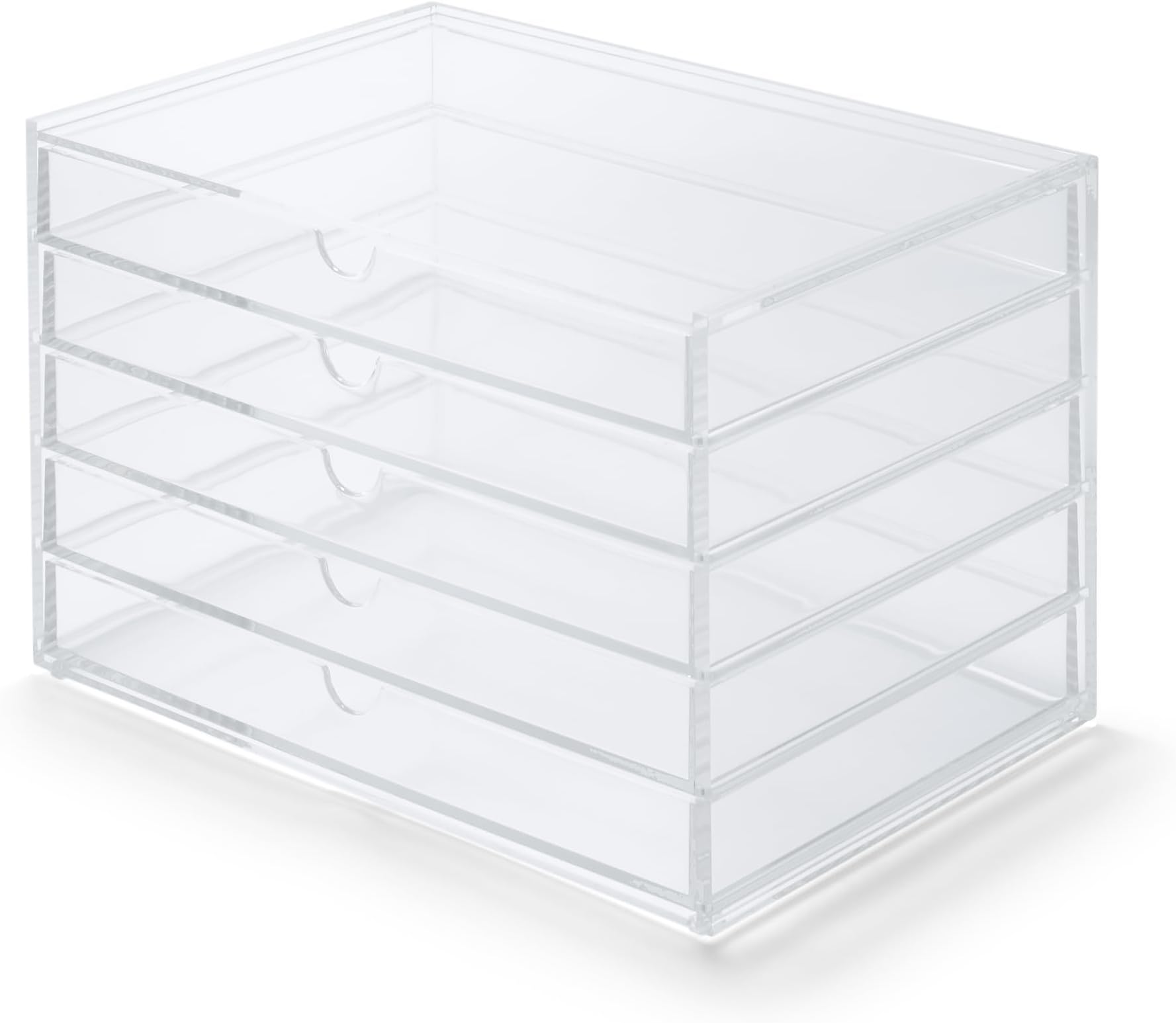 Acrylic 5-Drawer Storage Case, Large, 25.5 cm Width x 17 cm Depth x 16 cm Height