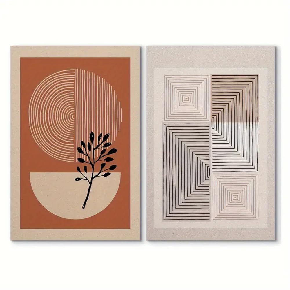 Wuhbcz Multicolored Art Decor,Boho Canvas Print Posters, Geometric Forest Plant Polygon Abstract Shapes Canvas Wall Art Paintings, Artwork For Living Room Bedroom Office Decors-40 * 50Cm*2Pcs (No Frame)