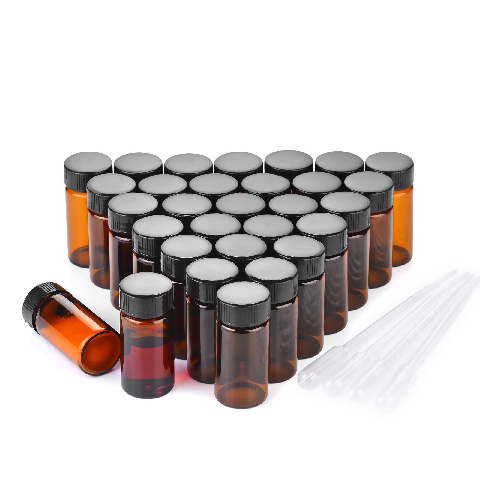BKMAMLAB 20ml Amber Small Glass Vials 30pcs with Screw Caps(30pcs)
