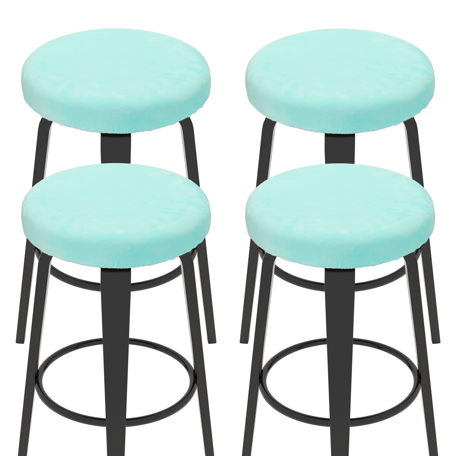 Housse de tabouret de bar en velours haut de gamme bleu ciel pour assise ronde