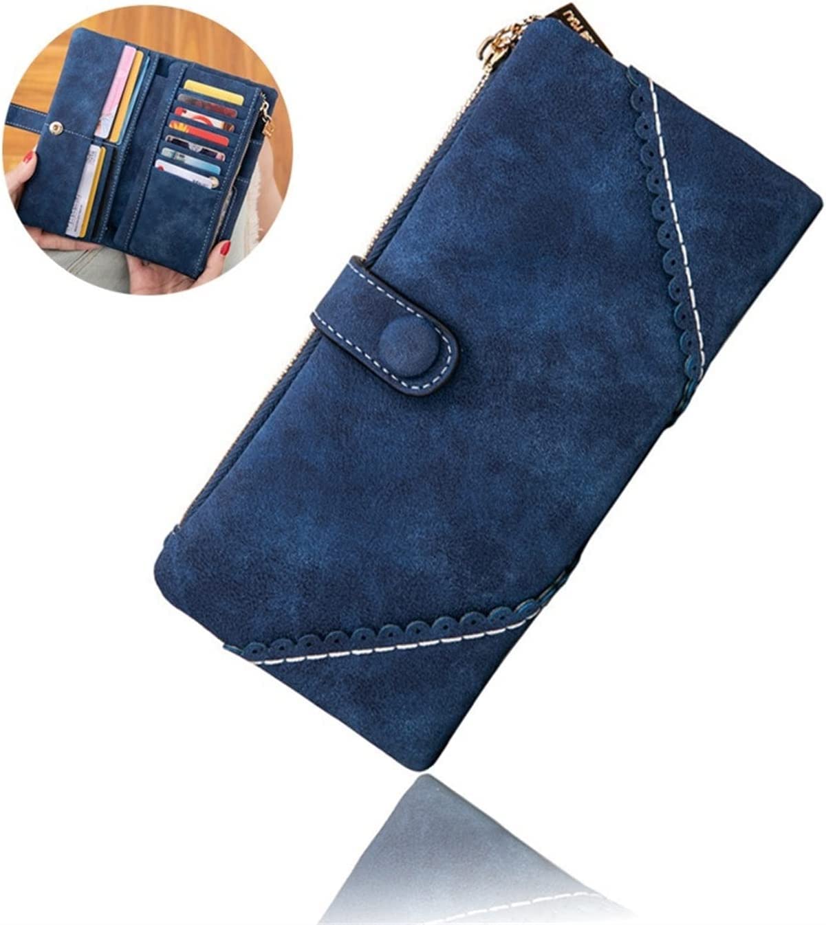 portfel， Portfel damski długi, matowy, skórzany, portfele na telefon, kopertówki, damskie, etui karty(Coffee)